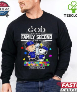 Snoopy and Charlie Brown god first family second then Dallas Cowboys football shirt