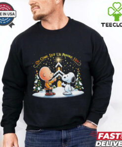 Snoopy and Charlie Brown oh come let us adore him Christmas shirt