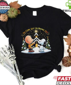 Snoopy and Charlie Brown oh come let us adore him Christmas shirt
