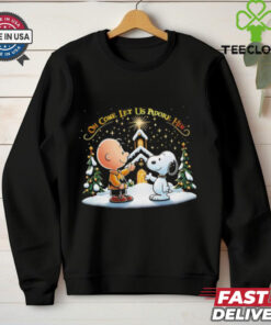 Snoopy and Charlie Brown oh come let us adore him Christmas shirt