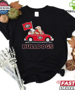 Snoopy and Uga dog driving car let’s go Georgia Bulldogs shirt