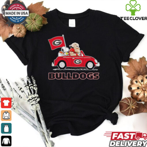 Snoopy and Uga dog driving car let’s go Georgia Bulldogs shirt
