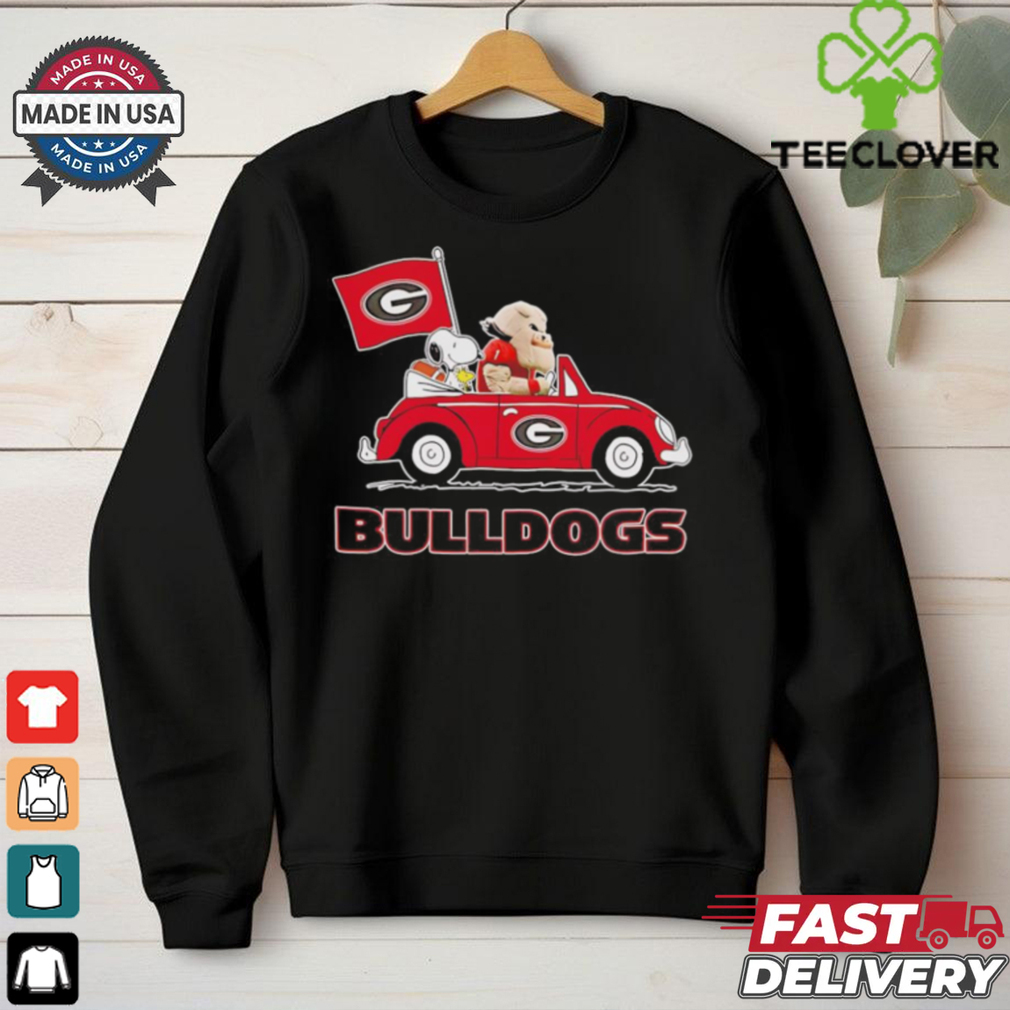Snoopy and Uga dog driving car let’s go Georgia Bulldogs shirt Snoopy and Uga dog driving car let’s go Georgia Bulldogs shirt