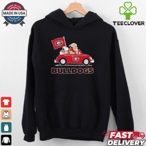 Snoopy and Uga dog driving car let’s go Georgia Bulldogs shirt