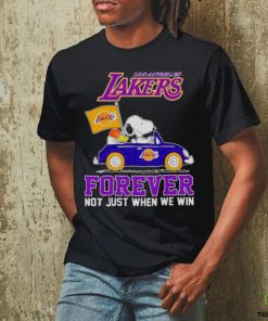 Snoopy and WoodStock Los Angeles Lakers basketball forever fan not just when win hoodie, sweater, longsleeve, shirt v-neck, t-shirt