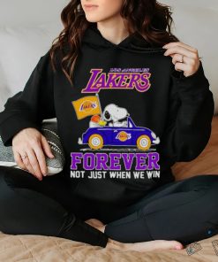 Snoopy and WoodStock Los Angeles Lakers basketball forever fan not just when win hoodie, sweater, longsleeve, shirt v-neck, t-shirt