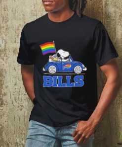 Snoopy and Woodstock Driving Car Buffalo Bills Pride Flag shirt