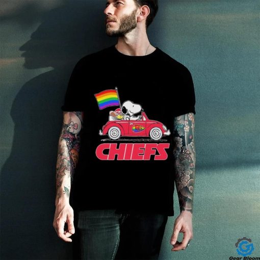 Snoopy and Woodstock Driving Car Kansas City Chiefs Pride Flag hoodie, sweater, longsleeve, shirt v-neck, t-shirt