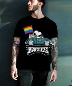 Snoopy and Woodstock Driving Car Philadelphia Eagles Pride Flag hoodie, sweater, longsleeve, shirt v-neck, t-shirt