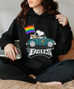 Snoopy and Woodstock Driving Car Philadelphia Eagles Pride Flag hoodie, sweater, longsleeve, shirt v-neck, t-shirt