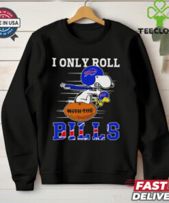 Snoopy and Woodstock I only roll with the Bills shirt Limited Edition