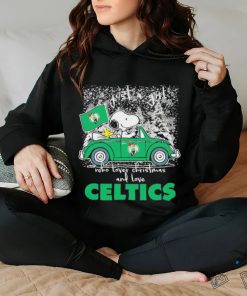 Snoopy and Woodstock Just A Girl Who Loves Christmas And Love Boston Celtics 2023 T Shirt