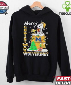 Snoopy and Woodstock Merry Christmas Michigan Wolverines shirt