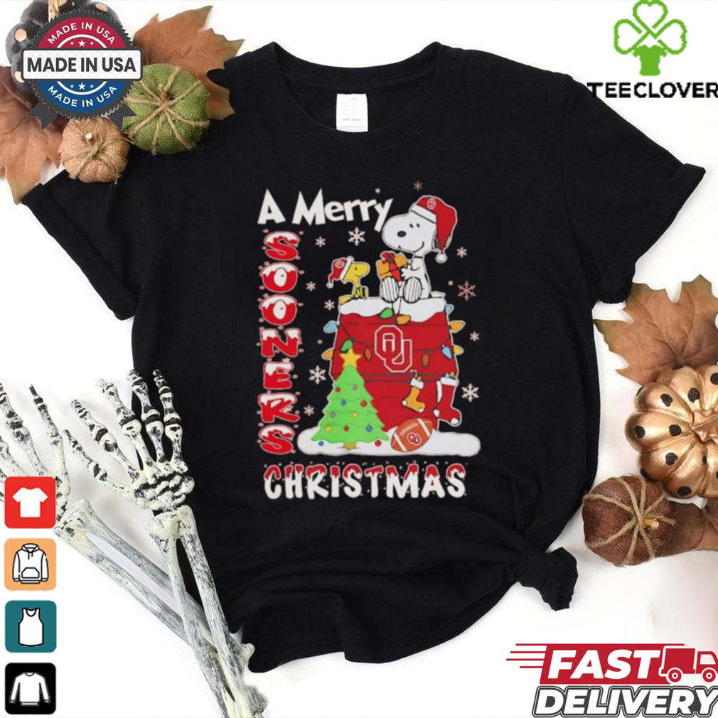 Snoopy and Woodstock Merry Christmas Oklahoma Sooners shirt Snoopy and Woodstock Merry Christmas Oklahoma Sooners shirt