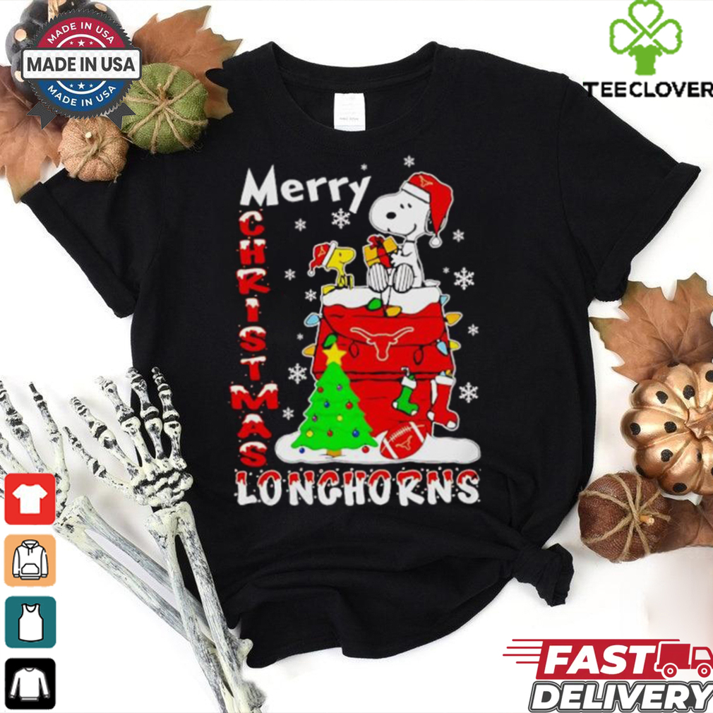 Snoopy and Woodstock Merry Christmas Texas Longhorns shirt Snoopy and Woodstock Merry Christmas Texas Longhorns shirt
