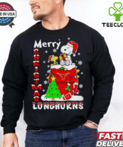 Snoopy and Woodstock Merry Christmas Texas Longhorns shirt