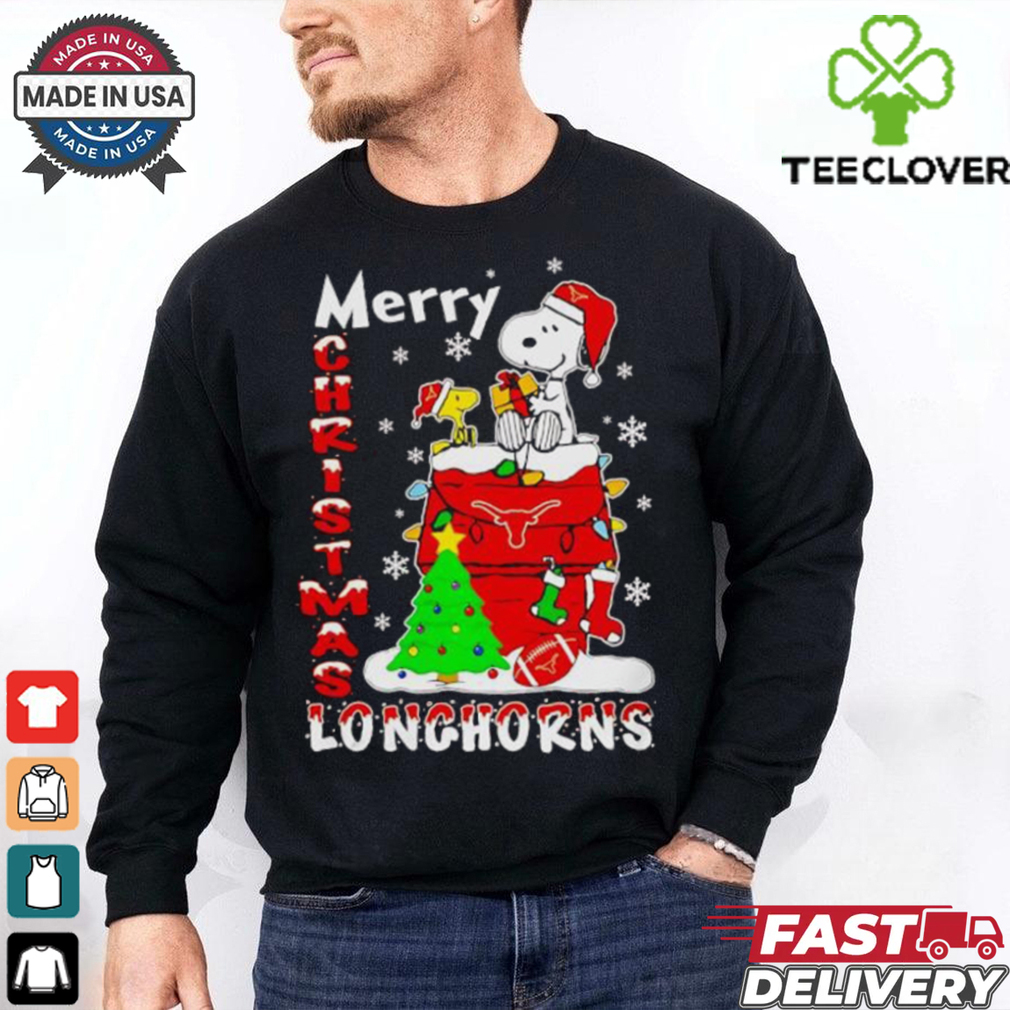 Snoopy and Woodstock Merry Christmas Texas Longhorns shirt Snoopy and Woodstock Merry Christmas Texas Longhorns shirt