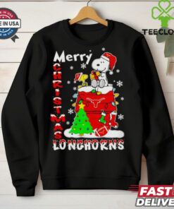 Snoopy and Woodstock Merry Christmas Texas Longhorns shirt
