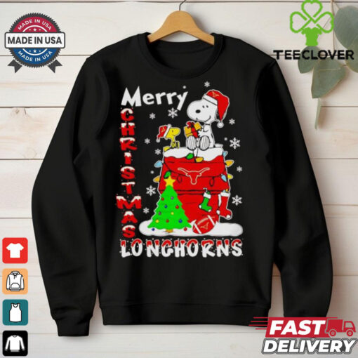 Snoopy and Woodstock Merry Christmas Texas Longhorns shirt