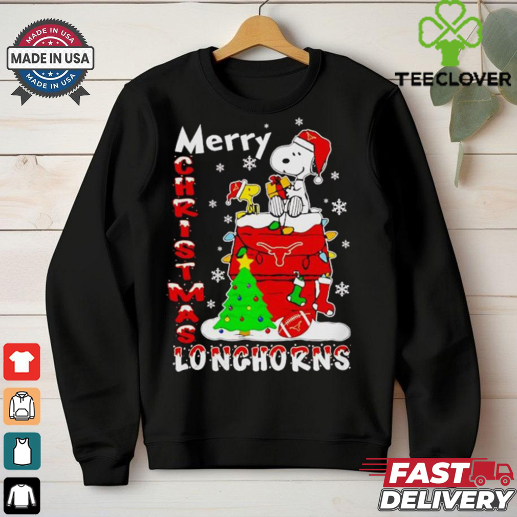 Snoopy and Woodstock Merry Christmas Texas Longhorns shirt Snoopy and Woodstock Merry Christmas Texas Longhorns shirt