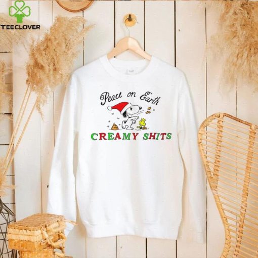 Snoopy and Woodstock Peanuts peace on earth creamy shits Christmas hoodie, sweater, longsleeve, shirt v-neck, t-shirt