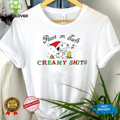 Snoopy and Woodstock Peanuts peace on earth creamy shits Christmas hoodie, sweater, longsleeve, shirt v-neck, t-shirt