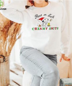 Snoopy and Woodstock Peanuts peace on earth creamy shits Christmas hoodie, sweater, longsleeve, shirt v-neck, t-shirt