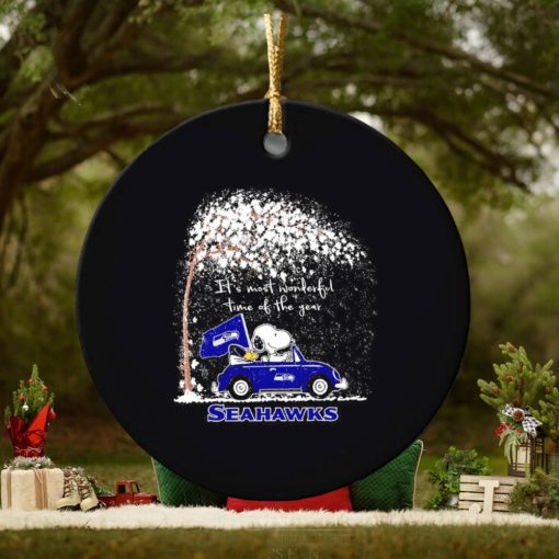 Snoopy and Woodstock Seahawks winter it’s most wonderful time of the year ornament