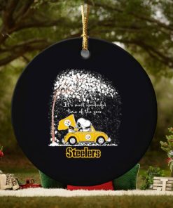 Snoopy and Woodstock Steelers winter it’s most wonderful time of the year ornament