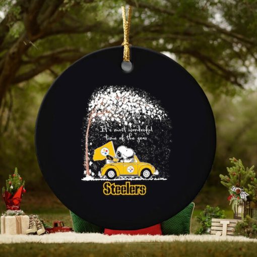 Snoopy and Woodstock Steelers winter it’s most wonderful time of the year ornament