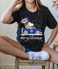 Snoopy and Woodstock drive car napa Merry Christmas shirt