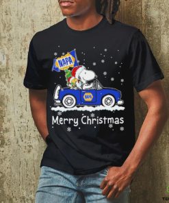 Snoopy and Woodstock drive car napa Merry Christmas shirt