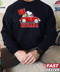 Snoopy and Woodstock driving a car Indiana Hoosiers 2024 shirt