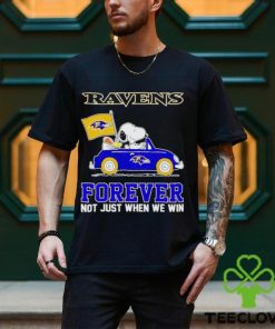 Snoopy and Woodstock driving car Baltimore Ravens forever not just when we win shirt