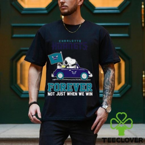 Snoopy and Woodstock driving car Charlotte Hornets forever not just when we win shirt