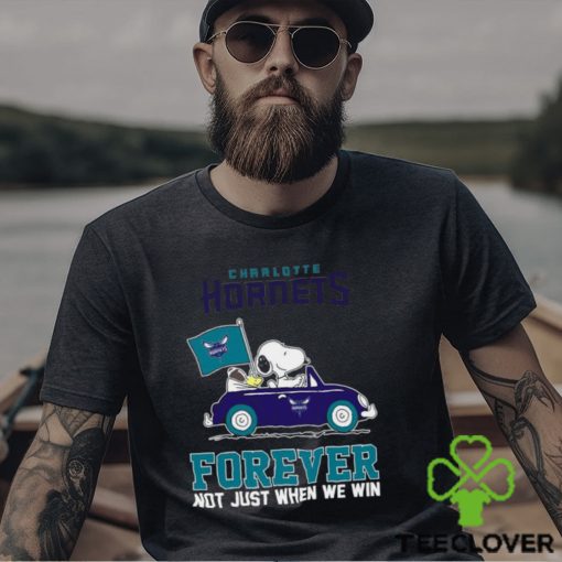Snoopy and Woodstock driving car Charlotte Hornets forever not just when we win shirt