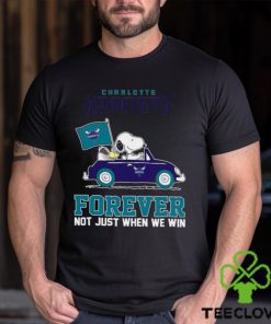 Snoopy and Woodstock driving car Charlotte Hornets forever not just when we win shirt