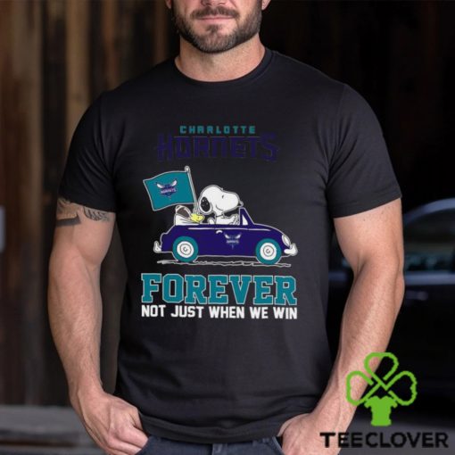 Snoopy and Woodstock driving car Charlotte Hornets forever not just when we win shirt