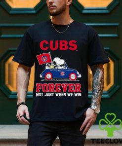 Snoopy and Woodstock driving car Chicago Cubs forever not just when we win shirt