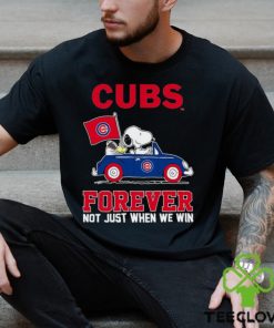 Snoopy and Woodstock driving car Chicago Cubs forever not just when we win hoodie, sweater, longsleeve, shirt v-neck, t-shirt