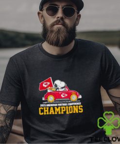 Snoopy and Woodstock driving car Kansas City Chiefs 2023 AFC Champions shirt 2 Snoopy and Woodstock driving car Kansas City Chiefs 2023 AFC Champions shirt