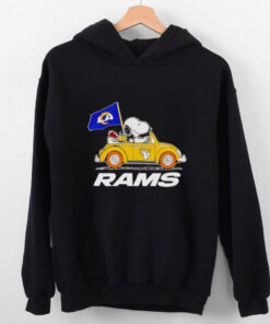 Snoopy and Woodstock driving car Los Angeles Rams shirt