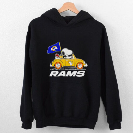 Snoopy and Woodstock driving car Los Angeles Rams shirt