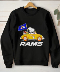 Snoopy and Woodstock driving car Los Angeles Rams shirt