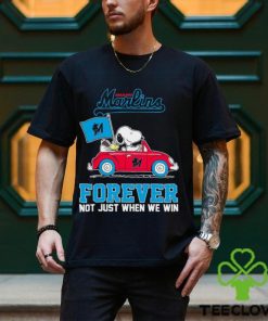 Snoopy and Woodstock driving car Miami Marlins forever not just when we win shirt