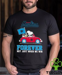 Snoopy and Woodstock driving car Miami Marlins forever not just when we win hoodie, sweater, longsleeve, shirt v-neck, t-shirt