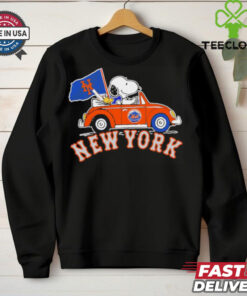 Snoopy and Woodstock driving car New York Mets 2024 MLB Playoff shirt