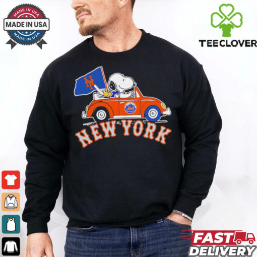 Snoopy and Woodstock driving car New York Mets 2024 MLB Playoff hoodie, sweater, longsleeve, shirt v-neck, t-shirt