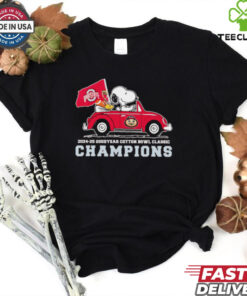 Snoopy and Woodstock driving car Ohio State Buckeyes 2025 Cotton Bowl champions shirt