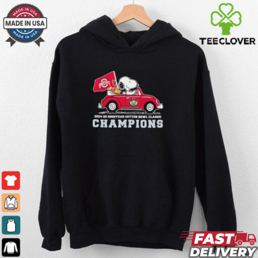 Snoopy and Woodstock driving car Ohio State Buckeyes 2025 Cotton Bowl champions shirt